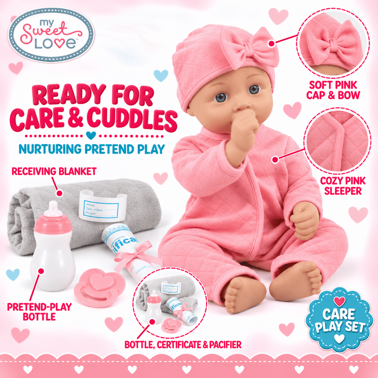 My Sweet Love Newborn Baby Doll, 14 Inch, 8 Pieces photo 4