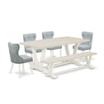 thumbnail image 6 of East West Furniture V-Style 6-piece Wood Dining Set with Cushion Chairs in White, 6 of 10