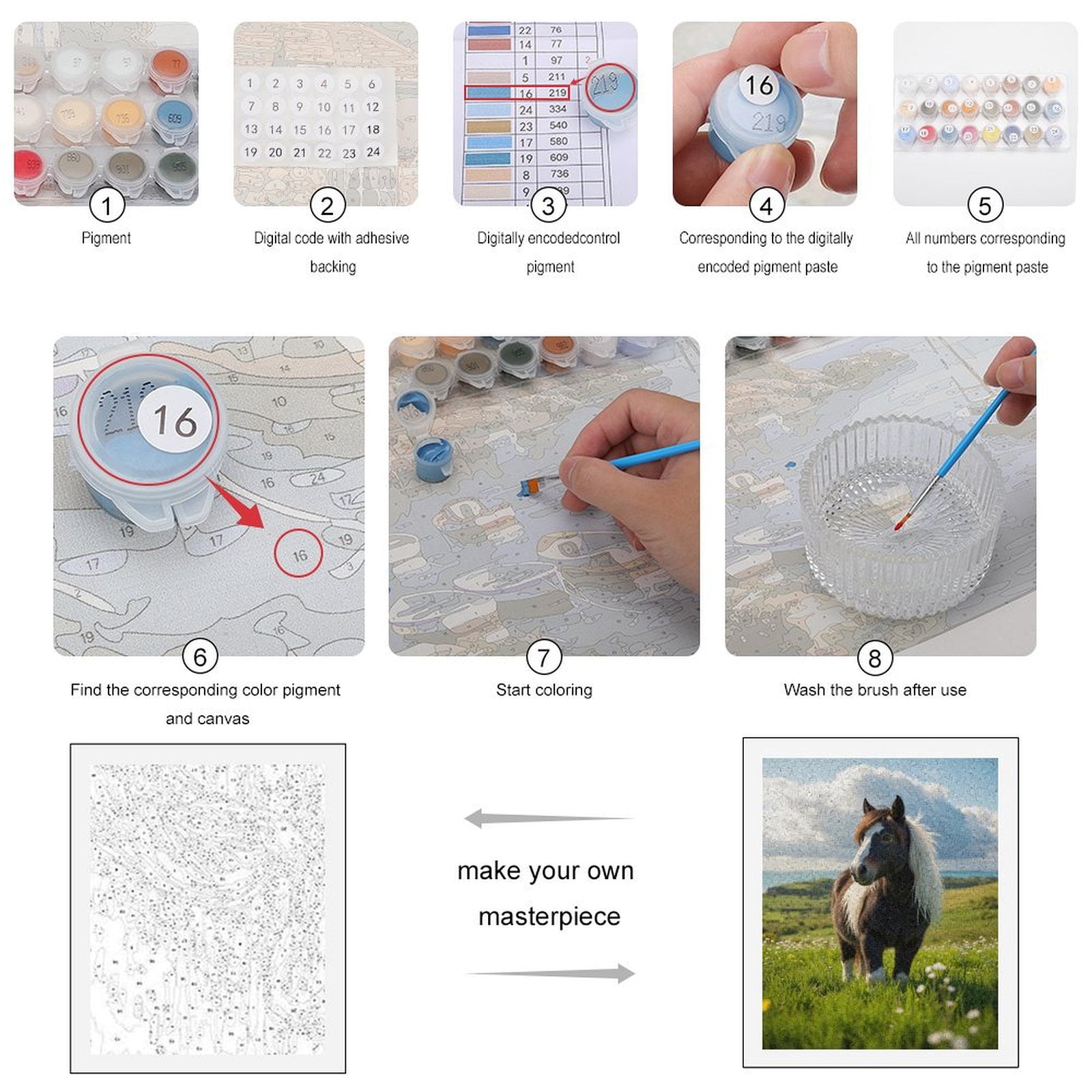 Paint By Numbers Kit for Adults Beginner - DIY Tranquil Horse Scenic Meadow Canvas Painting Kits for Adults, Frameless Paint By Number for Adults for Home Wall Decor 16x20 Inch