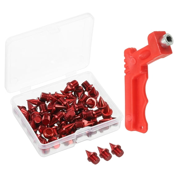 Uxcell 1/4 Inch Track Shoes Spikes Cross Country Replacement Spikes with Spike Wrench Red 50 Pack