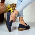 thumbnail image 4 of Women Pointed Toe Suede Slip on Loafers Mid Block Heel Comfort Dress Pumps, Versatile Casual office Slip on Shoes for Ladies Blue 8.5(41), 4 of 9