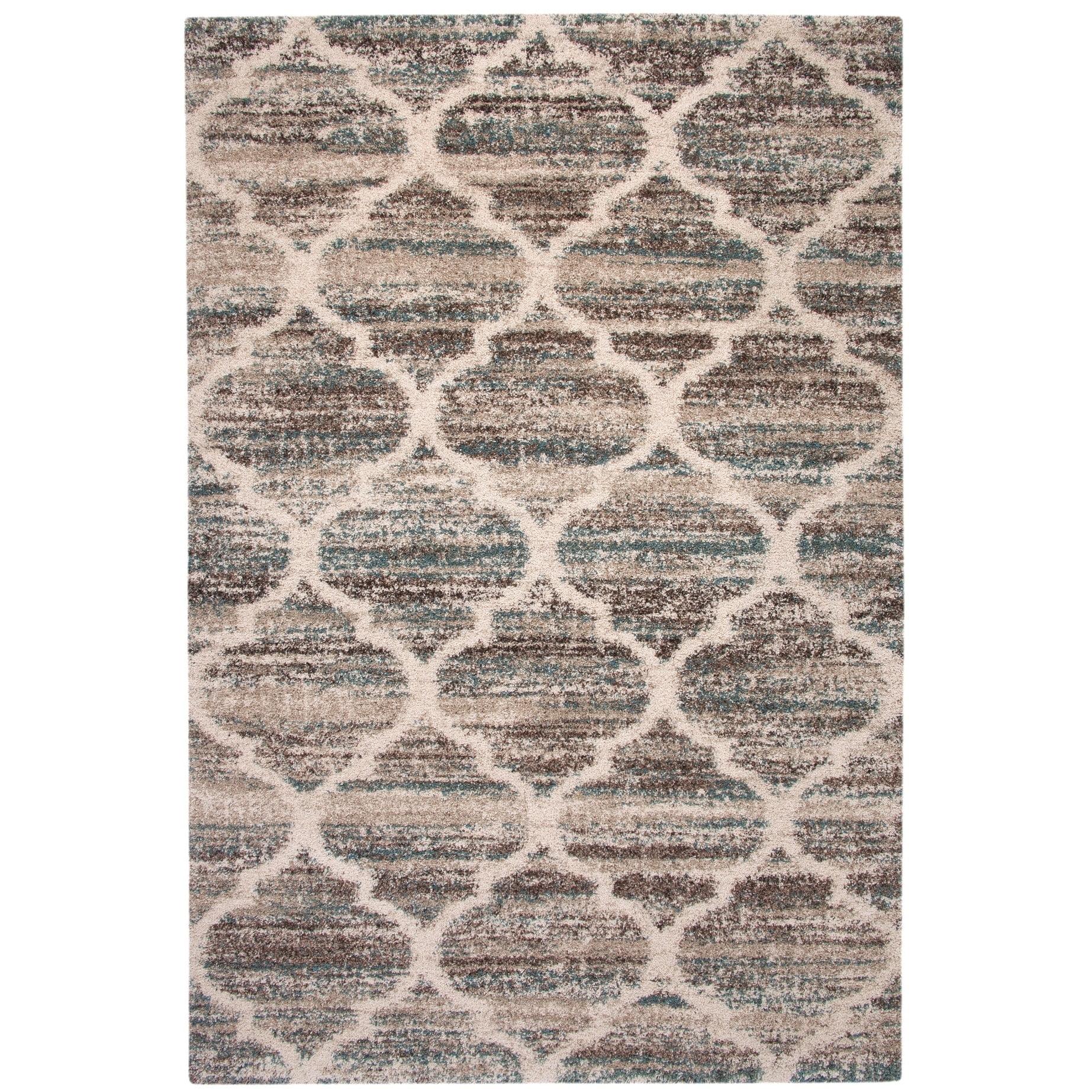 Greyson Living Palace Trellis Plush Olefin Shag Area Rug by Blue/Brown 5'3" x 7'6" Olefin 5' x 8