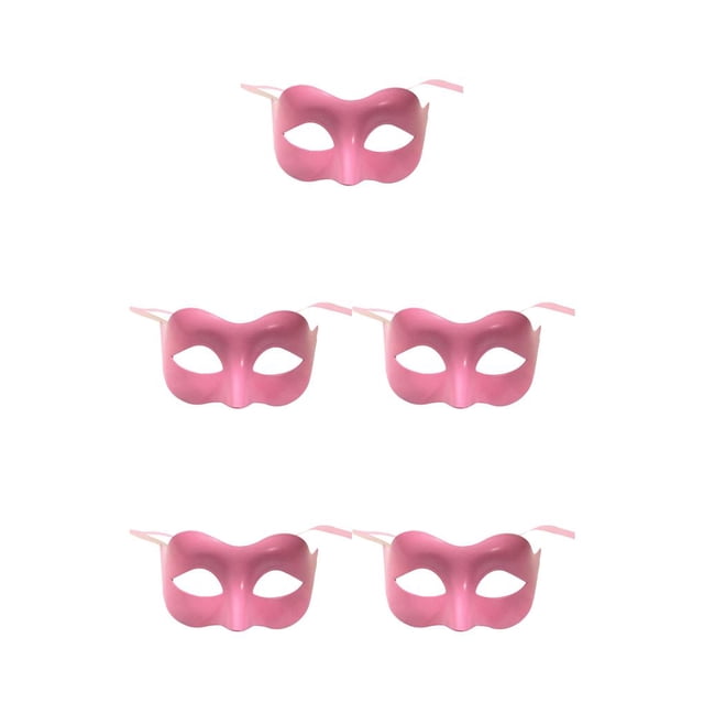 Jumpingount Half Face Retro Delicate Prom Color sólido Masquerade Gentleman Accesorios Fiesta Decoración Cubierta Halloween rosa rosado 5piezas Jumpingount CBP251989