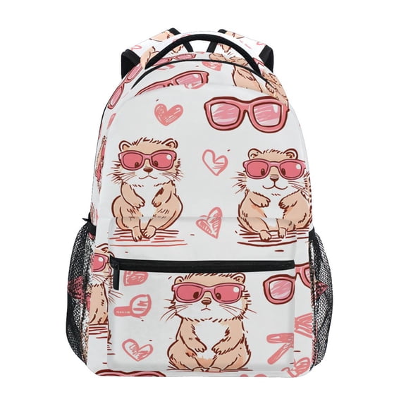 School Backpack Lightweight Multipocket College High Middle Student Bag 15L Cute Otter with Sunglasses