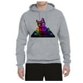 thumbnail image 2 of Neon Retro Rainbow DJ MC Hip Hop Cat | Mens Cat Lover Hooded Sweatshirt Graphic Hoodie, Heather Grey, Medium, 2 of 4