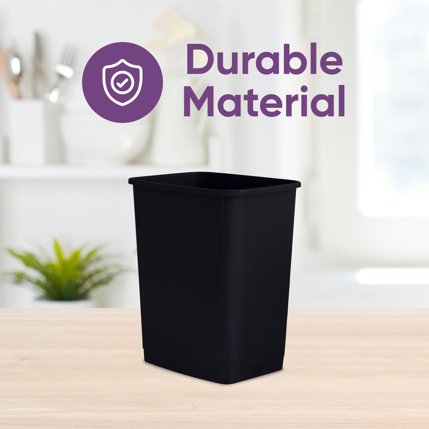 Superio 1.25 Gal Mini Plastic Trash Can, Small Waste Bin for Countertop, Desk, Vanity, Bathroom 5 Quart (4, Black)