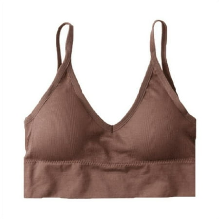 

Womens V-Neck Tube Top Bra Seamless Padded Camisole Sleep Bras