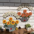 thumbnail image 3 of GRNSHTS Metal Sunflower Welcome Sign Kettle Sunflower Ornaments Welcome Wreath for Door Porch Garden Decoration (Yellow), 3 of 7