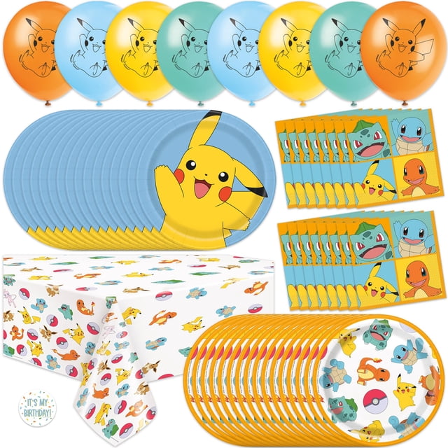 Set de decoración para fiesta de cumpleaños de Pokémon para 16 personas