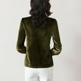 thumbnail image 2 of Women's Long Sleeve Velvet Shirts Soft Crew Neck Dressy Casual Blouses with Ruffled Detailing Solid Color Tops (2XL, Green), 2 of 7