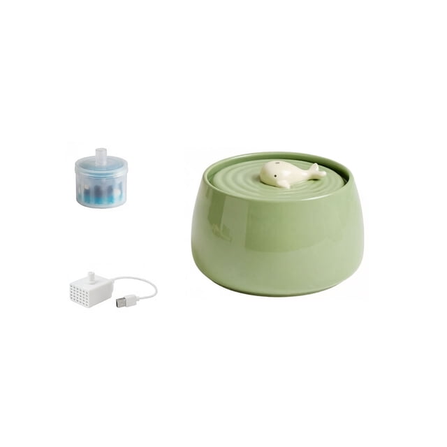 MKHSQHDG Fontaine D'Eau En Céramique Pour Chat Distributeur D'Eau Automatique Silencieux Pour Chats D'Intérieur Avec Design Mignon Filtre À Charbon Actif Parfait Pour Les