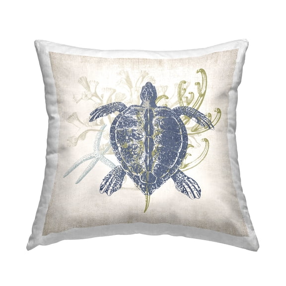 Stupell Industries Swimming Turtle Aquatic Ocean Sea Life Design by Victoria Barnes Throw Pillow