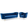 thumbnail image 2 of Modway Opportunity Performance Velvet Sofa and Armchair Set in Navy, 2 of 6