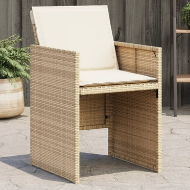vidaXL Patio Chairs with Cushions 4 pcs Beige Poly Rattan