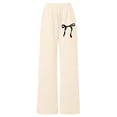 thumbnail image 4 of mgoYE Cute Sweatpants for Teen Girls Bowknot Baggy Sweat Pants Elastic High Waist Wide Leg Lounge Athletic Pants(Beige,5-6 Years), 4 of 4