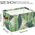 thumbnail image 3 of Large Foldable Storage Bin Tropical Palm Banana Leaves Fabric Storage Baskets Collapsible Decorative Baskets Organizing Basket Bin with PU Handles for Shelves Home Closet-1Pack Decor Gifts, 3 of 7