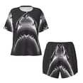 thumbnail image 4 of Lsque Black And White Shark Women's Short-Sleeved Pajama Set - 2 Piece Soft and Lightweight Sleepwear Set-Medium, 4 of 9