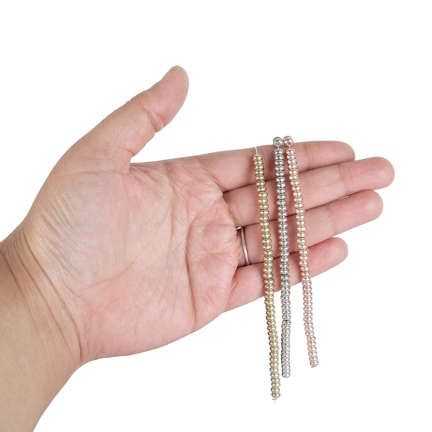 Cousin DIY 3-Strand Metallic Disk Beads, Gold/Silver/Rose, 7.5in Each, 210 Piece, Adult