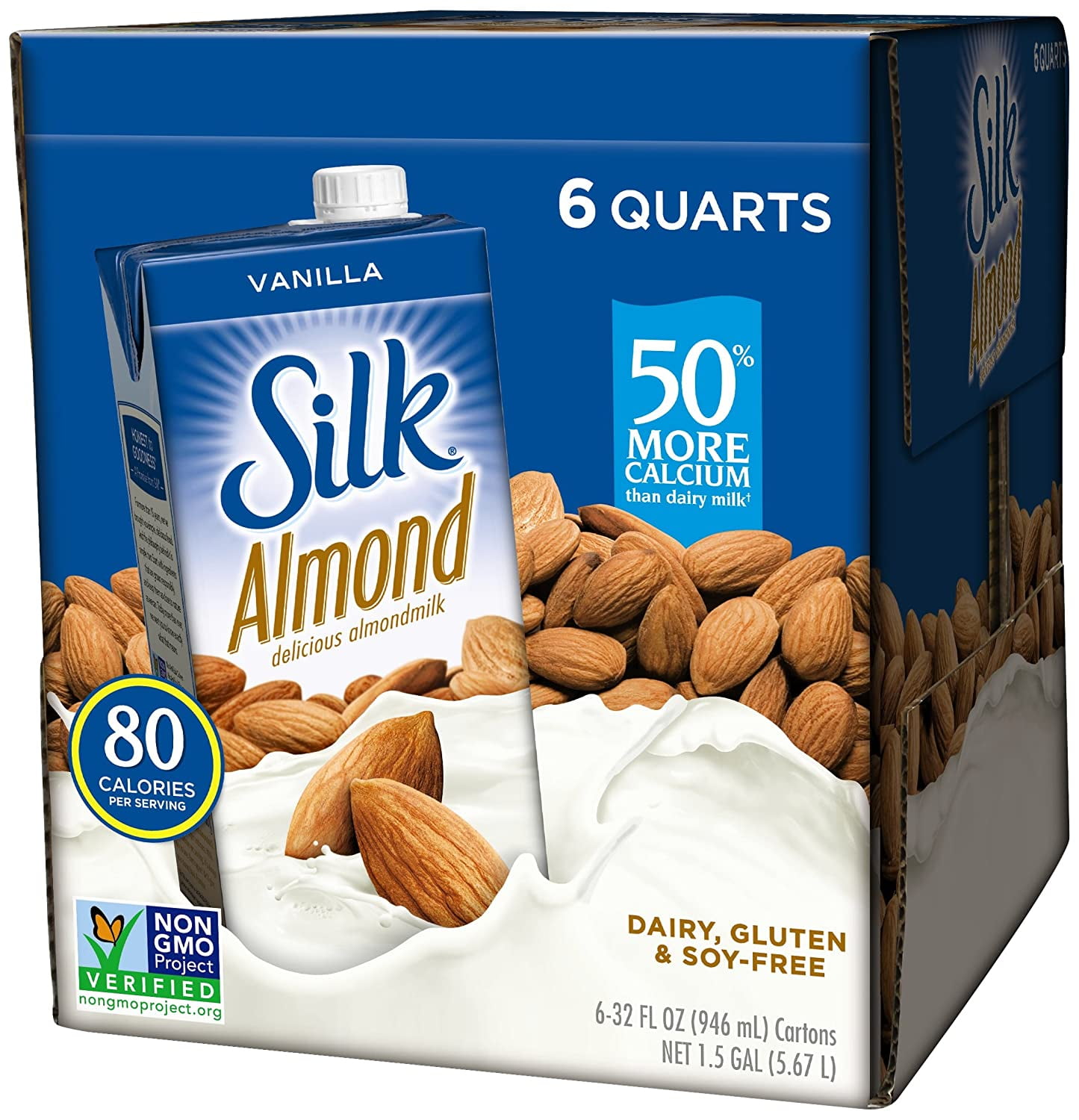 Silk Pure Almond Vanilla 32Ounce (Pack of 6), Vanilla