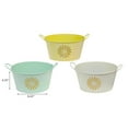 thumbnail image 2 of IH Casa Decor Embossed Daisy Metal Round Planter With Handle Asstd - Set of 3, 2 of 3