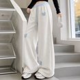 thumbnail image 4 of XXWXYD Girls Wide Leg Sweatpants Butterfly Embroidery Casual Loose Trousers Elastic Drawstring Waist Soft Knit Pants with Pockets for Cute Girls School, 4 of 4