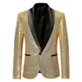 thumbnail image 3 of Traje de hombre con lentejuelas, chaqueta individual, solapa de pico, traje ajustado, esmoquin de fiesta, trajes de hombre para fiesta, vestido de noche, traje de actuación en el escenario, 3 of 5