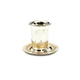 thumbnail image 1 of Silver Plated Kiddush Cup And Plate With Gold Jerusalem Design, 1 of 2