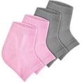 thumbnail image 2 of 2 Pairs Gel Heel Moisturizing Socks Soft Ventilate Open Toe Socks Spa Lotion Beauty Socks for Dry Hard Cracked Foot Skin Day Night Care Treat Dry Feet Heel Pain Relief (Pink Grey), 2 of 5