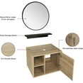 thumbnail image 6 of FULLWATT Wall Mounted Bathroom Vanity, Side Shelves with Round Mirror, Natural Color, 6 of 8