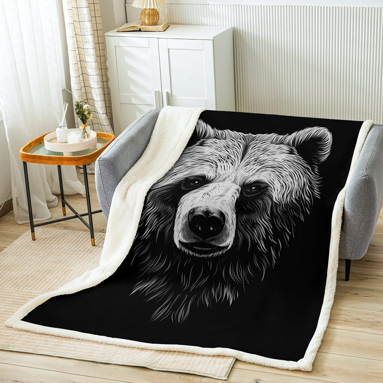 Bear Gifts Throw Blanket 3D Wild Animal Teen Sherpa Blanket Queen