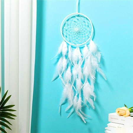 

INS Weaving Room DIY with Lights Birthday Gift Wind Chime Feather Crafts Girls Room Decor Dream Catcher WHITE NO LIGHT