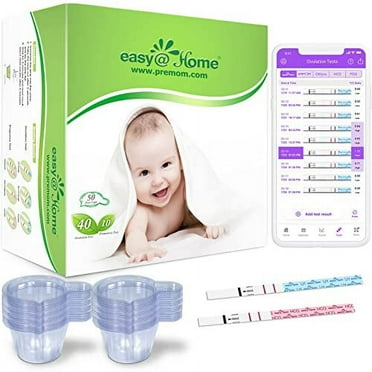 Easy@Home 40 Ovulation Strips and 10 Pregnancy Tests– Accurate Tracking with Premom APP | 40LH   10HCG   50 Urine Cups(40ML)