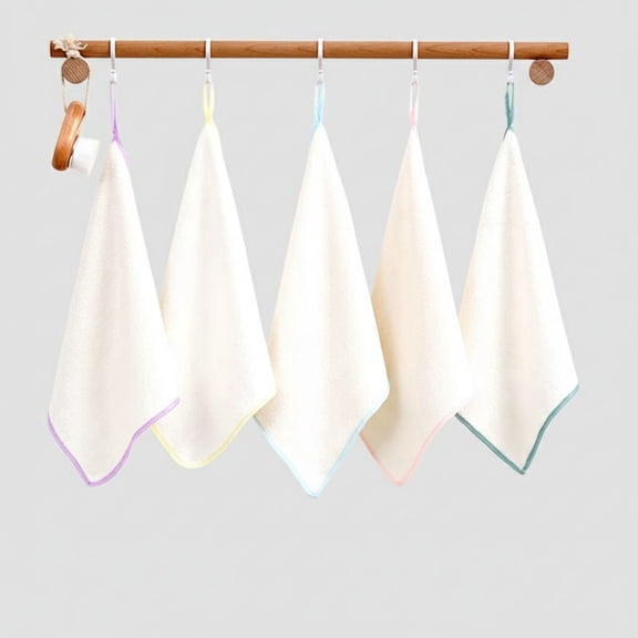 Small Hand Towels, 5 Pcs Washcloths with Hanging Loop and Hooks, Ultra Absorbent, Soft and Quick Dry for Kitchen and Bathroom