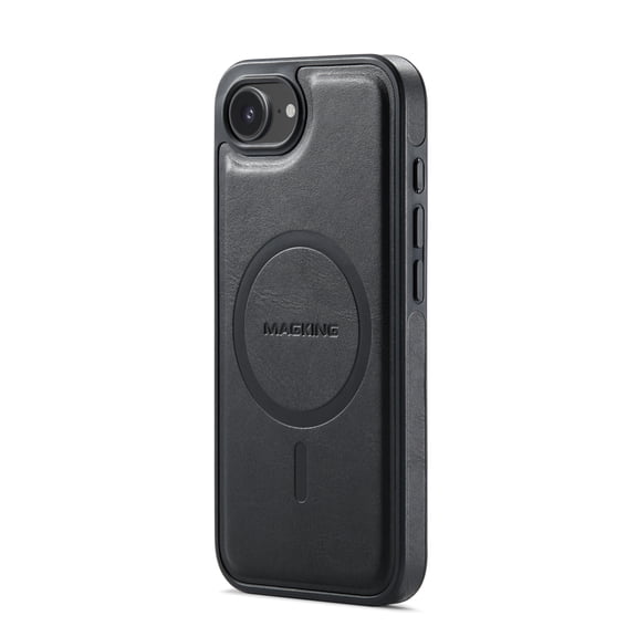 for iPhone 16e Magnetic Protective Case, Compatible with MagSafe, Classic PU Leather Anti-Scratch Non-Slip Wireless Charging Ultra Slim Durable Back Cover for iPhone 16e, Black