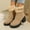 #374-Khaki, variant on Wowcloth Women's Cotton Ankle Boots, Thermal Chunky Heel with Platform Sole and Buckle Details, Winter Warmth Faux Fur-Trim for Casual Outings and Fashion Styles