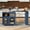 Navy Blue, variant on Rolling Kitchen Island with Extended Table, Modern Kitchen Cart on Wheels with LED Lights and Power Outlets, 2 Fluted Glass Doors and Side Shelves, Navy Blue