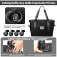 thumbnail image 3 of Rolling Duffle Bag with Wheels Expandable Foldable Travel Duffel Bag Suitcases, Detachable Rolling Wheels, Gift for Gym Camping Business Trips Checkerboard Black, 3 of 11