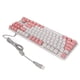 thumbnail image 4 of Teclado mecánico para juegos con 87 teclas, interruptor azul, retroiluminación RGB, teclado mecánico con cable USB para PC, computadora portátil, computadora de escritorio, blanco y rosa, 4 of 10