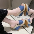 thumbnail image 2 of Blue Ladies Slippers Denim Round Toe Open Toe Design Thick Sole Wedge Heel For Casual Wear And Outdoor Indoor Use In Spring Summer Seasons Size 39, 2 of 8