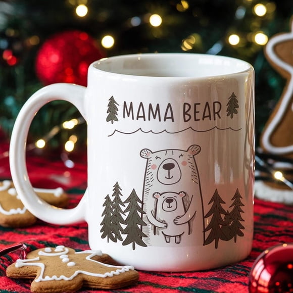 Mama Bear Mug, Gif for Mother, Coffee Mug, CH1Ristmas Mug, H1oliday Gif, CH1Ristmas Gif, Hohocolate Mug, Ceramic Mug, Mom Mug,White,11oz