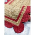 thumbnail image 5 of 2.6x5 Ft Red & Natural Jute Premium Scalloped Jute Rug – Handcrafted Natural Braided Carpet for Living Room, Bedroom, Entryway – Boho Home Decor, 5 of 5