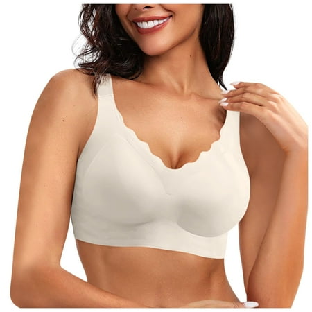 ASFGIMUJ Sports Bras For Women Seamless Bras No Underwire Scalloped Push Up Bras Soft Wireless Comfort Bralettes Full Coverage Everyday Bra Bra Plus Size