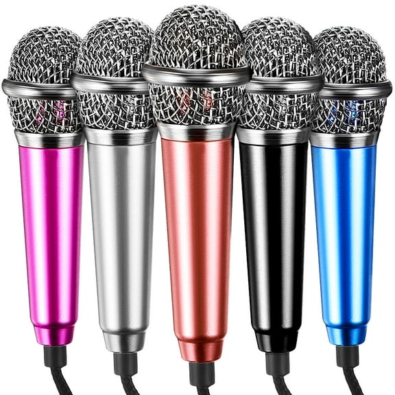 OUNONA 5Pcs Small Phone Microphone Assorted Colors Portable for Singing