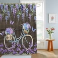 thumbnail image 4 of Shower Curtain Purple Flowers Shower Curtains for Bathroom Decor, Waterproof Polyester Shower Curtain Set with Hooks, Small Stall Size 36" x 72" Bicycle Vintage Floral, 4 of 9