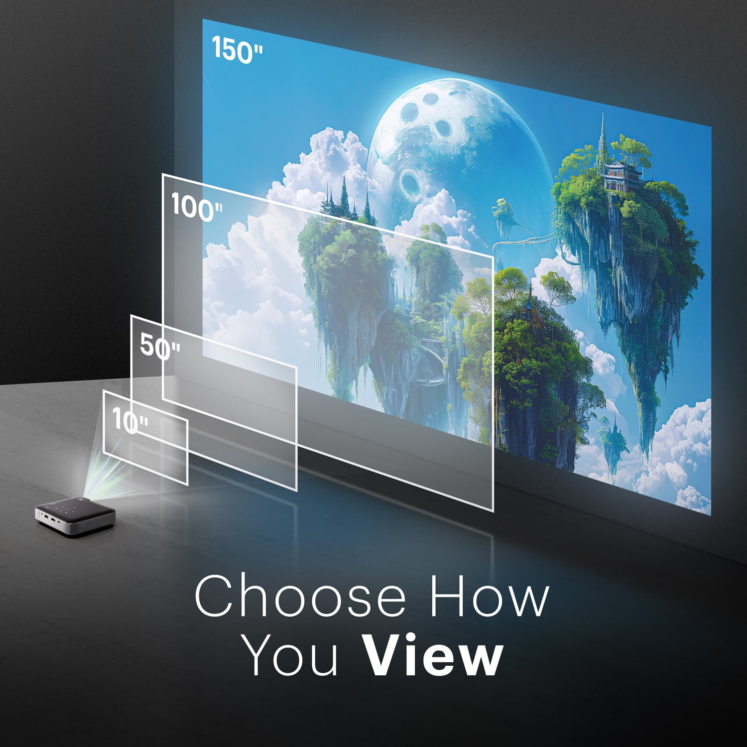Kodak Luma 500 Full HD Smart Pico Projector with Google TV 11.0, Wi-Fi, Bluetooth, HDMI & More! - Black