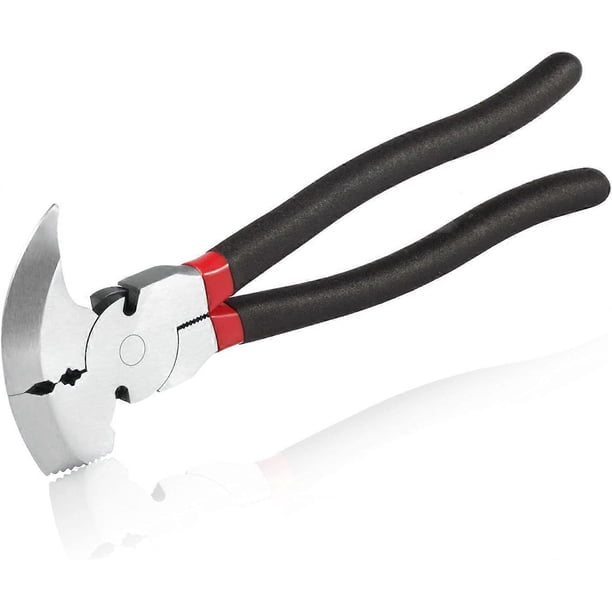 10.5" Fence Pliers - Staple Puller - Strong Joint Pliers - Fence Pliers - Heavy Duty Fence Pliers - Multi-Function Fence Tool with Hammer Head