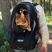 Kurgo G-Train Pet Carrier Backpack, Black | Cat & Dog Daypack for Outdoors & Travel, Waterproof Bottom, Ventilated Mesh Panels, Storage Pockets, For Pets up to 25Lbs