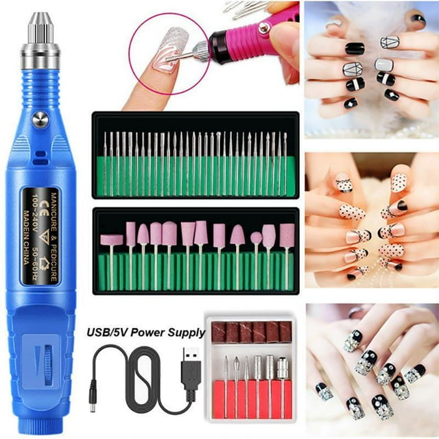 48pc Electric Nail Drill, Portable Nail Drills for Acrylic Nails, Toenail Sander for Thick Nails File Kit, Acrylic Nail Kit Set Professional with Everything,Blue