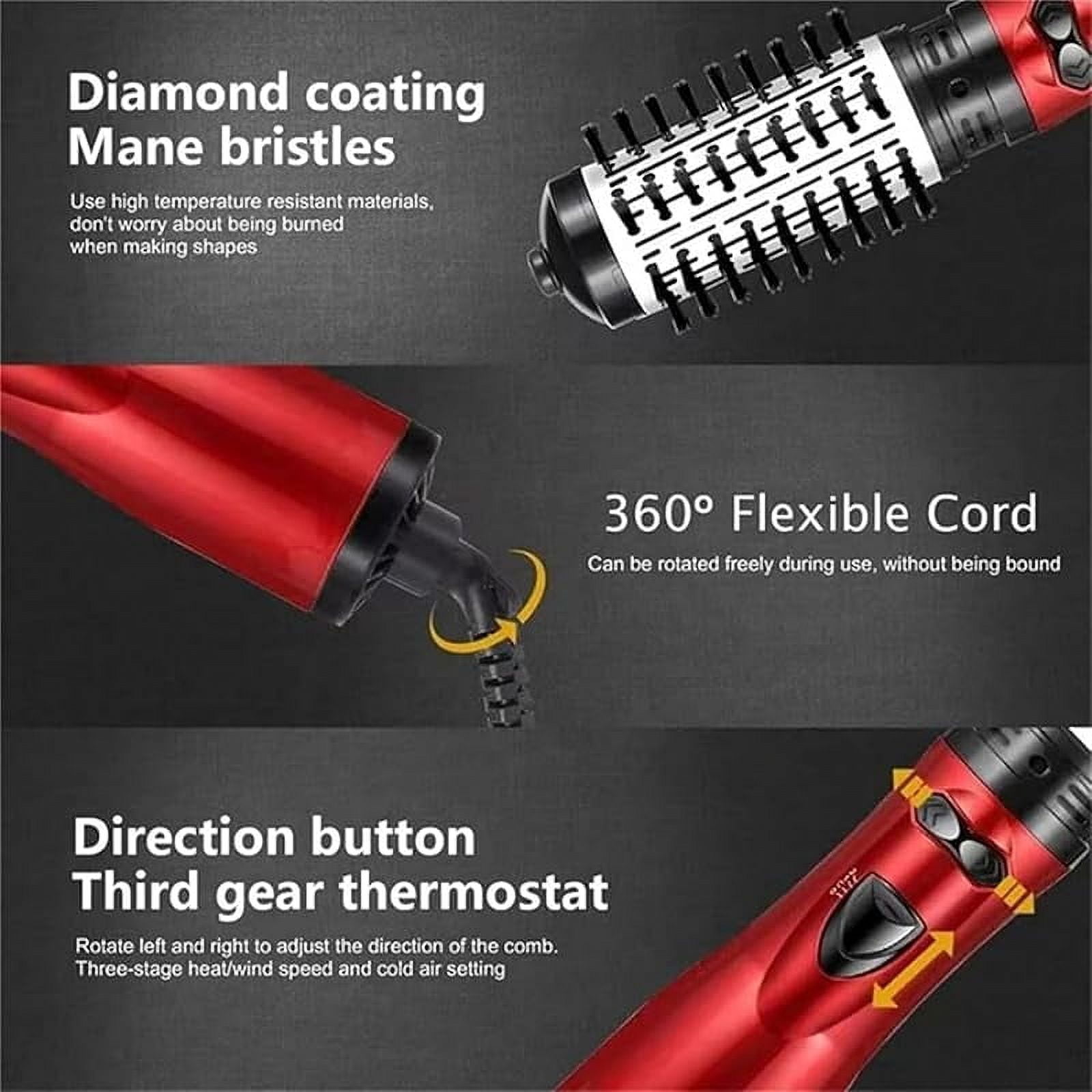 3-in-1 hot air styler and rotating hair dryer, Hot Air Styler and Rotating Brush, rotating hair dryer brush spinning, Hot Air Styler and 360 Rotating Hair Dryer for Dry Hair, Curl Hair (Pink)