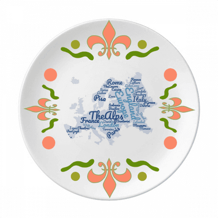 

Map Europe Landmark Geography Wordcloud Flower Ceramics Plate Tableware Dinner Dish